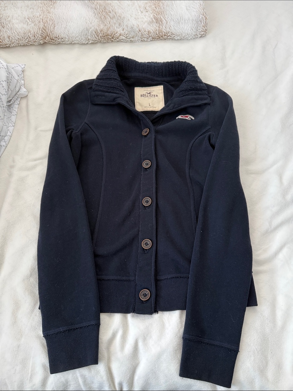 Hollister Girls' Dark Navy Button Cardigan Jacket